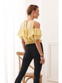 Lemon short blouse with polka dots 21521 - Online store - Boutique